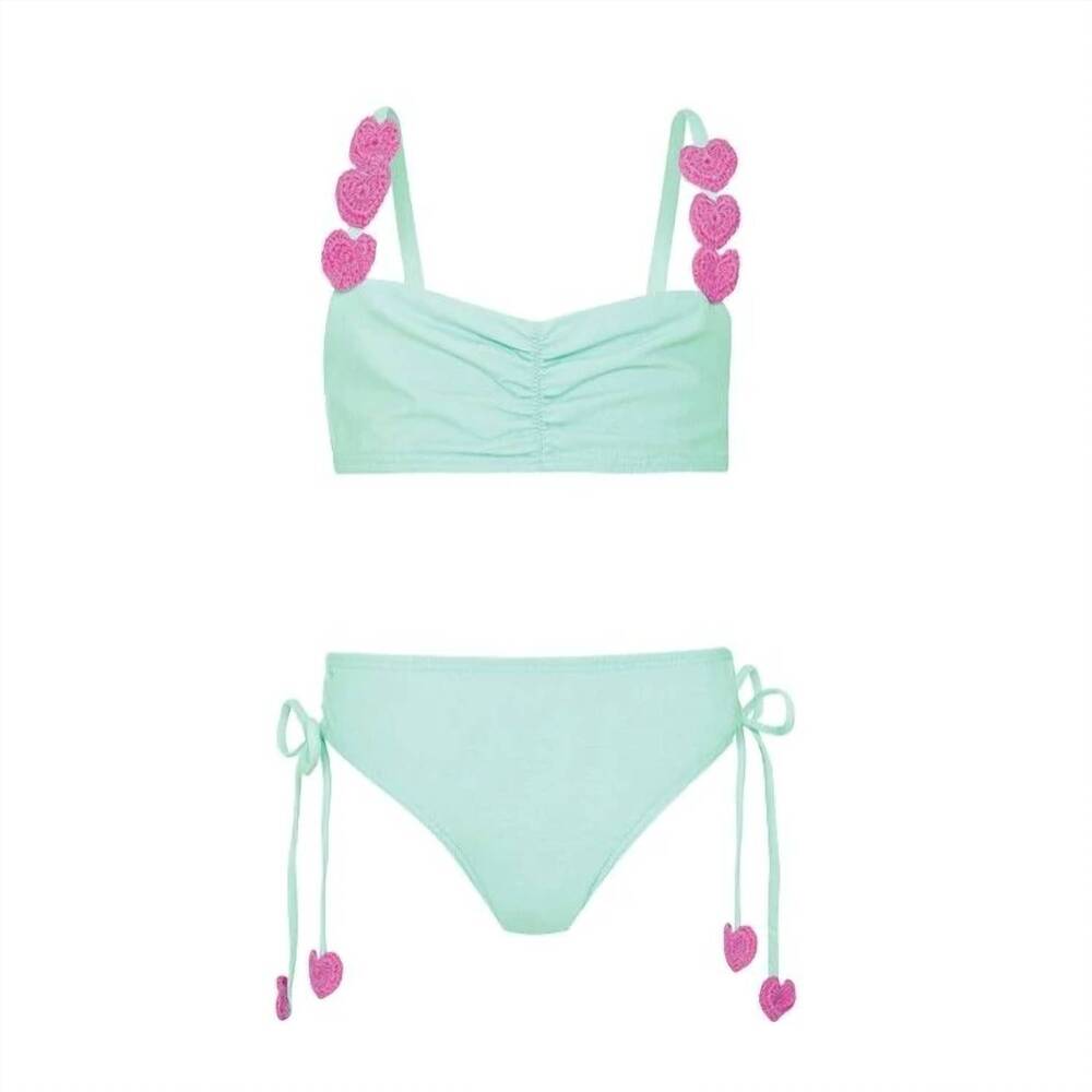 NEW PQ SWIM girl's hearts bikini in aqua
